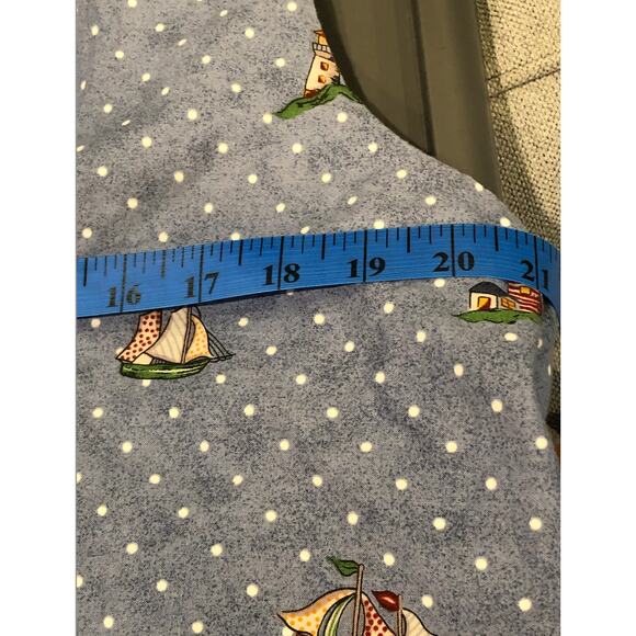 EUC 1990's Blue Cotton Vest Sail Boats Summer New England Vintage Cottage Core‎ - Picture 7 of 8